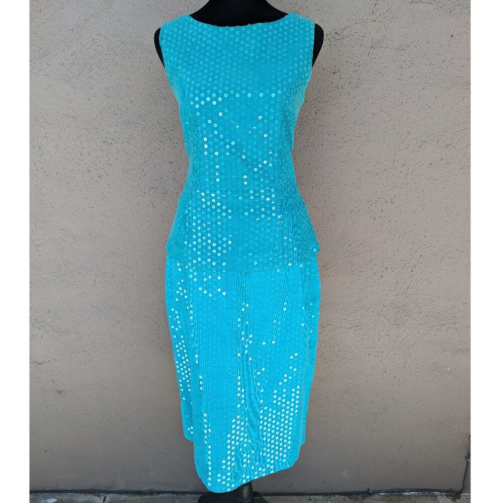 💜✨Vintage Maxou Turquoise Sequin Dress - Size 8